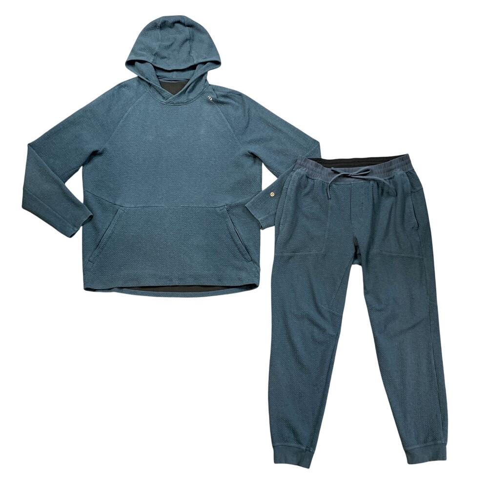 Lululemon Hoodie Jogger Set Mens L, XL Textured Double Knit At Ease Sweatpants